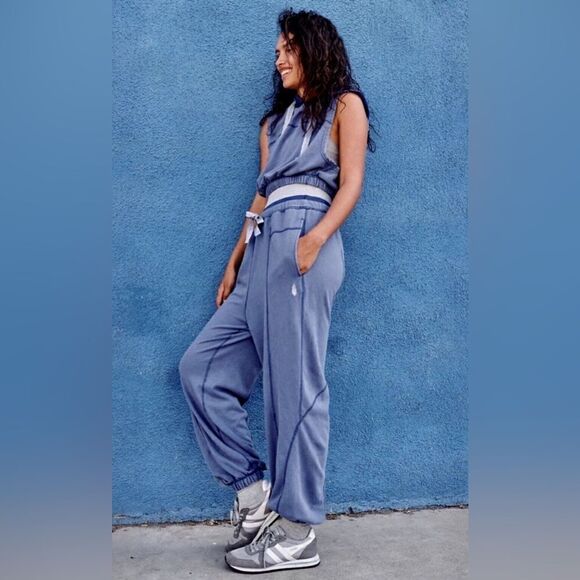 NWT Free People Off The Block PANT HOODIE Set WHITE - Picture 2 of 5